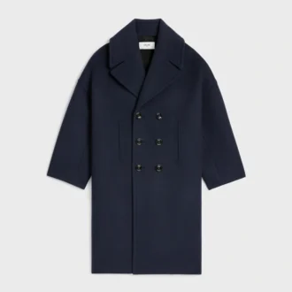 Lange peacoat van wolvilt