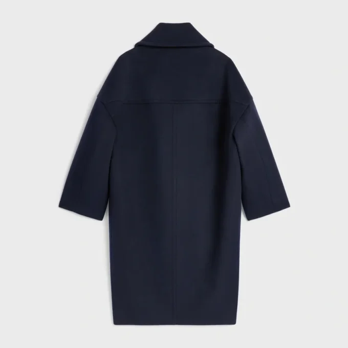 Lange peacoat van wolvilt