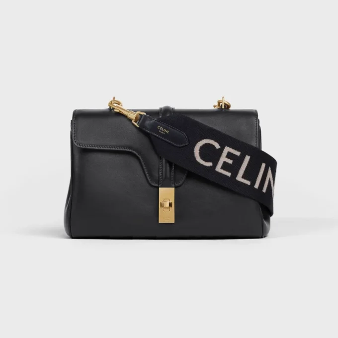 Lange riem van wol met CELINE-jacquard