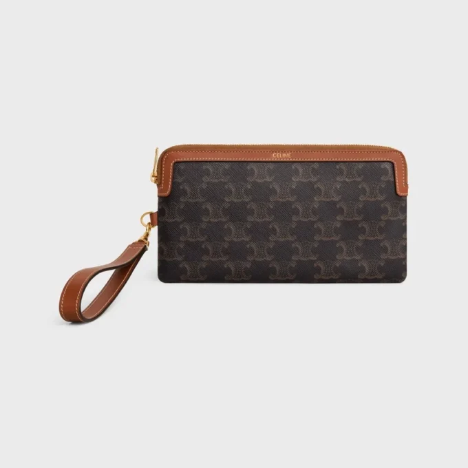 Lange tas met riem van Triomphe Canvas en kalfsleer