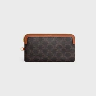 Lange tas met riem van Triomphe Canvas en kalfsleer