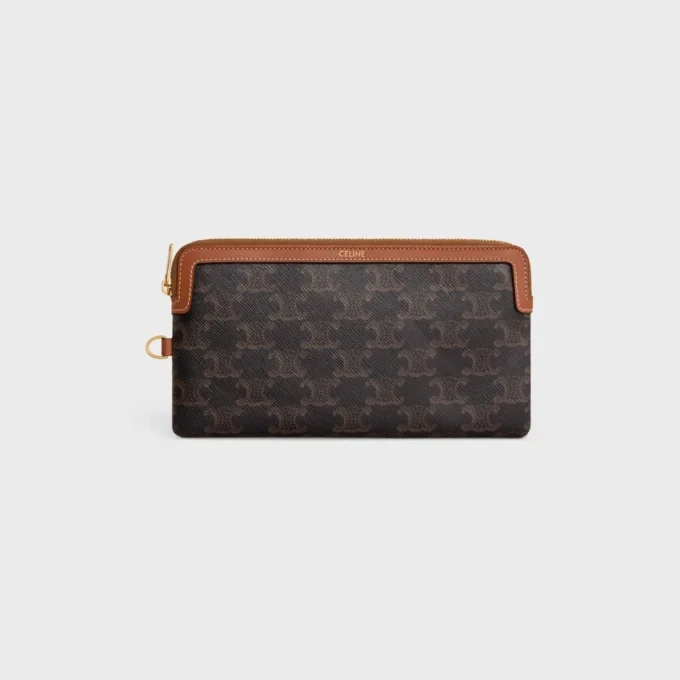 Lange tas met riem van Triomphe Canvas en kalfsleer
