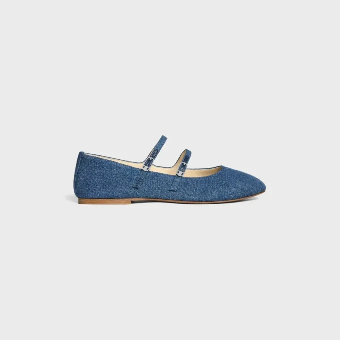 Les Ballerines CELINE met dubbele band in denim