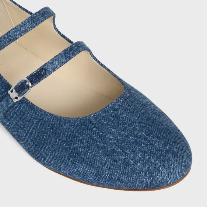 Les Ballerines CELINE met dubbele band in denim