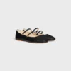 Les Ballerines CELINE met dubbele bandjes van lamsleer