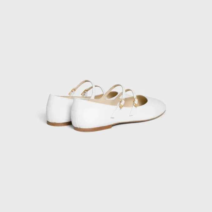 Les Ballerines CELINE met dubbele bandjes van lamsleer