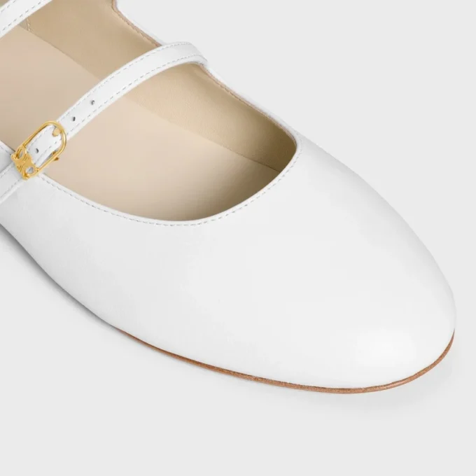 Les Ballerines CELINE met dubbele bandjes van lamsleer