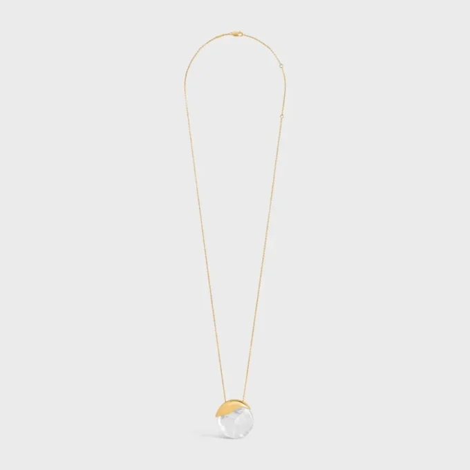 Les CELINE-ketting van bergkristal en messing met gouden afwerking