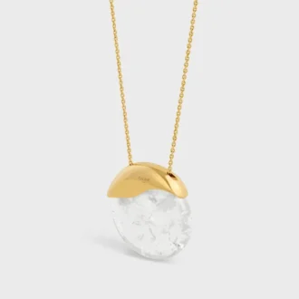 Les CELINE-ketting van bergkristal en messing met gouden afwerking