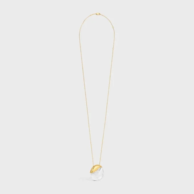 Les CELINE-ketting van bergkristal en messing met gouden afwerking