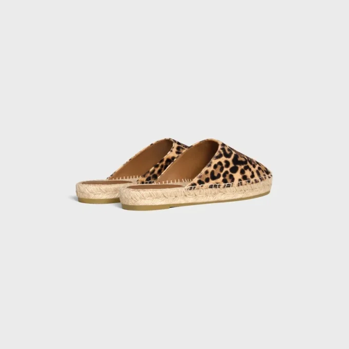 Les Espadrilles CELINE Mule in luipaardprint van harig kalfsleer