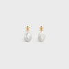 Les Perles CELINE Baroque oorbellen van messing met gouden afwerking en gekweekte parels