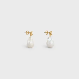 Les Perles CELINE Baroque oorbellen van messing met gouden afwerking en gekweekte parels