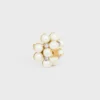 Les Perles CELINE-broche van strass, harsparels, messing met gouden afwerking en staal