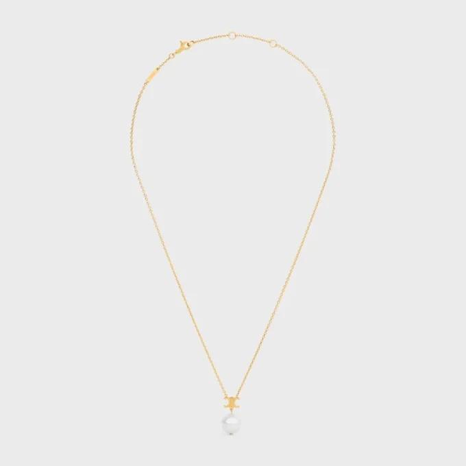Les Perles CELINE ketting van harsparels en messing met gouden afwerking
