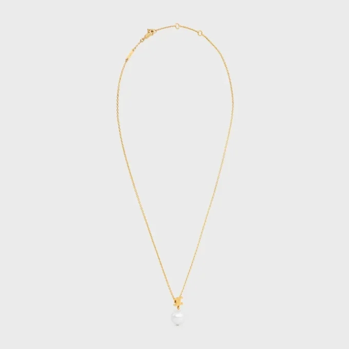 Les Perles CELINE ketting van harsparels en messing met gouden afwerking