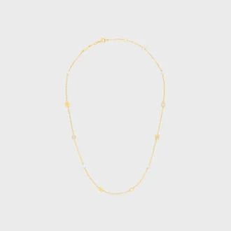 Les Perles CELINE ketting van strass, harsparels en messing met gouden afwerking