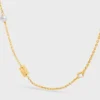 Les Perles CELINE ketting van strass, harsparels en messing met gouden afwerking
