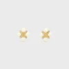 Les Perles CELINE oorknopjes van strass, harsparels en messing met gouden afwerking