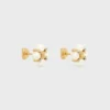 Les Perles CELINE oorknopjes van strass, harsparels en messing met gouden afwerking