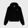 Losvallende hoodie met ritssluiting van fluweeljersey