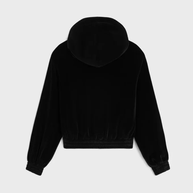 Losvallende hoodie met ritssluiting van fluweeljersey
