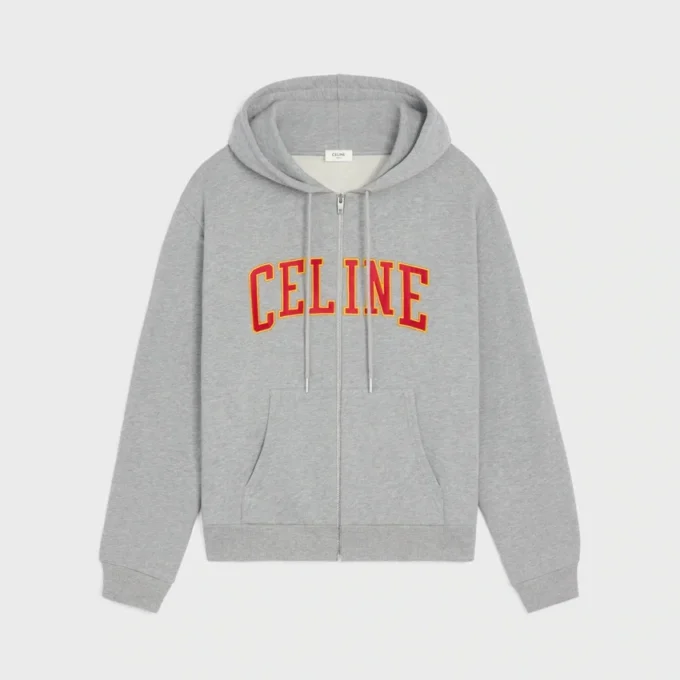 Losvallende hoodie met ritssluiting van katoenfleece