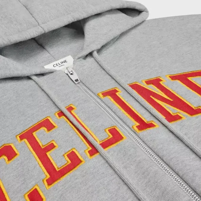 Losvallende hoodie met ritssluiting van katoenfleece