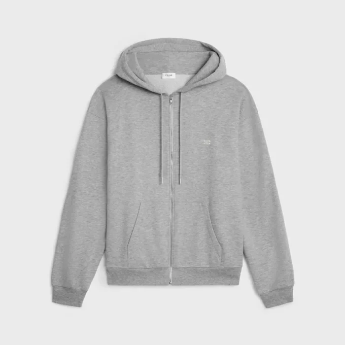 Hoodie met rits in kasjmier  katoen