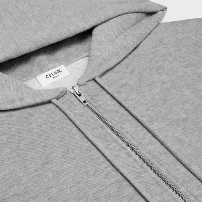 Hoodie met rits in kasjmier  katoen