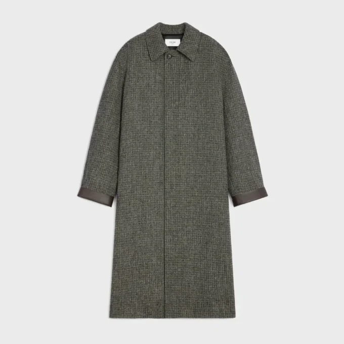 Mac-jas van geruite wollen tweed