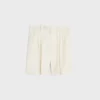 Masculin-short met drievoudige plooien van gestreepte wol