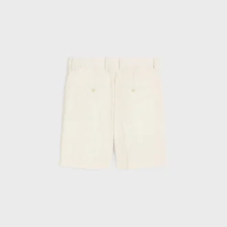 Masculin-short met drievoudige plooien van gestreepte wol