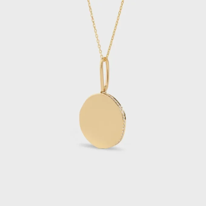 Medaille CELINE kleine ketting in geelgoud en diamanten