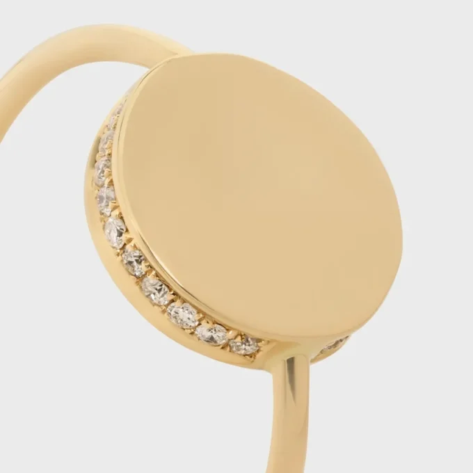 Medaille CELINE-ring in geelgoud en diamanten