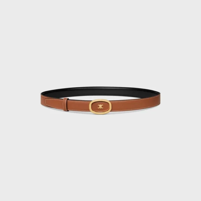 Medium 25 mm omkeerbare CELINE Alix-riem  van taurillon en natuurlijk kalfsleer
