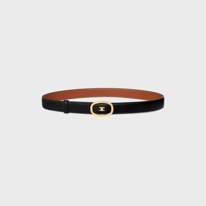 Medium 25 mm omkeerbare CELINE Alix-riem  van taurillon en natuurlijk kalfsleer