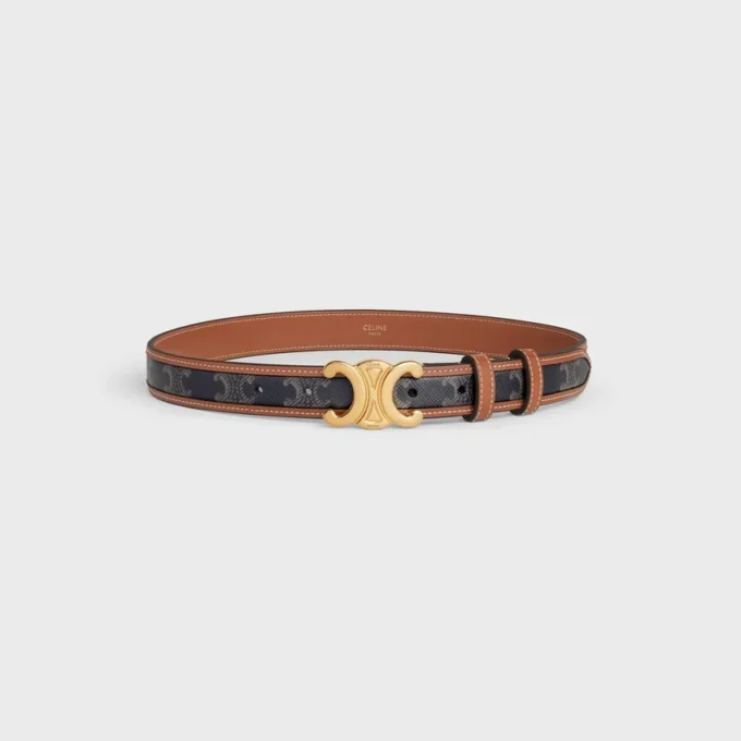 Medium 25 mm Triomphe-riem van Triomphe Canvas en kalfsleer