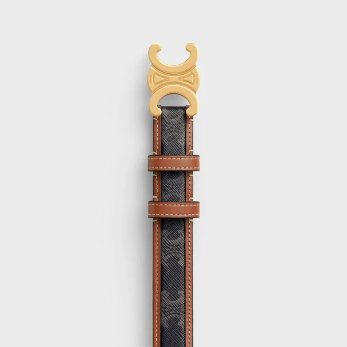 Medium 25 mm Triomphe-riem van Triomphe Canvas en kalfsleer