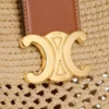 Medium Louise-bucket in raffia en kalfsleer