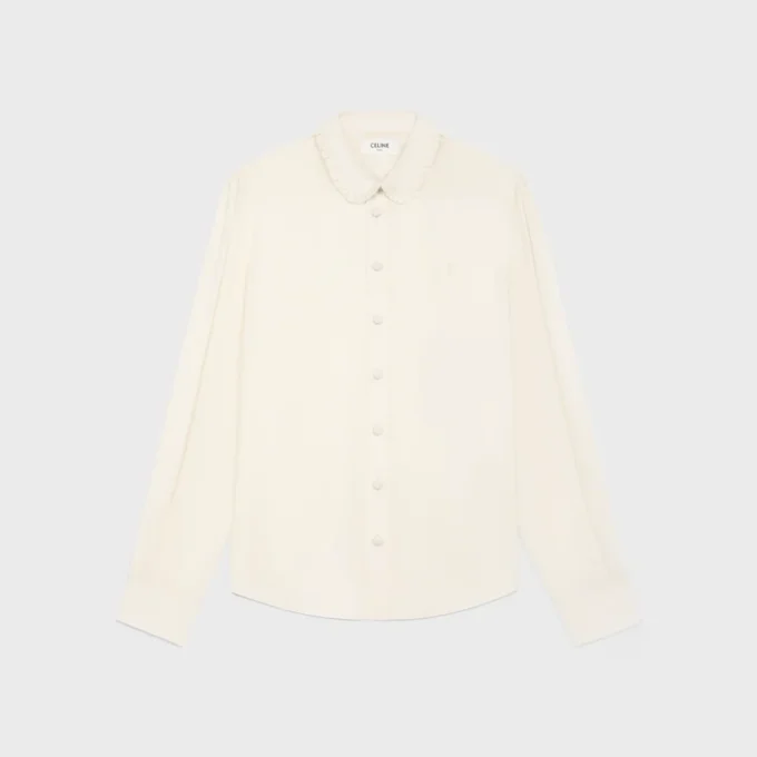 Mia-shirt van zijden crêpe en acetaat