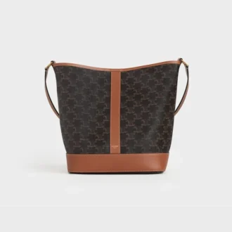 Middelgrote bucket in Triomphe Canvas en kalfsleer