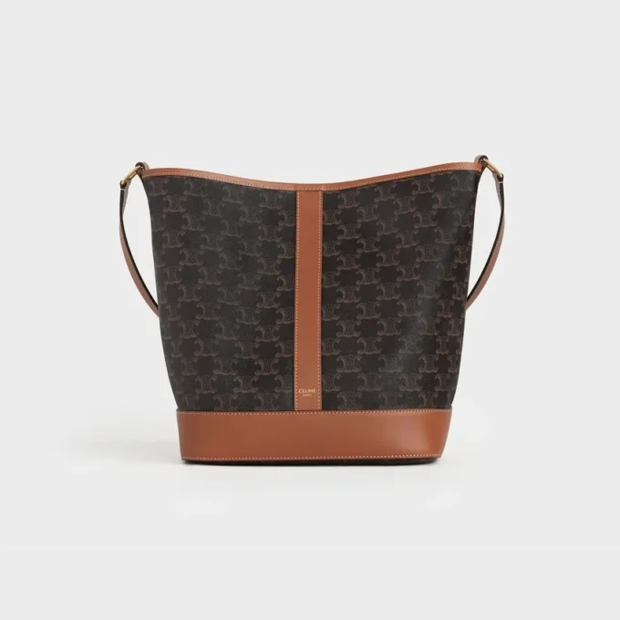 Middelgrote bucket in Triomphe Canvas en kalfsleer