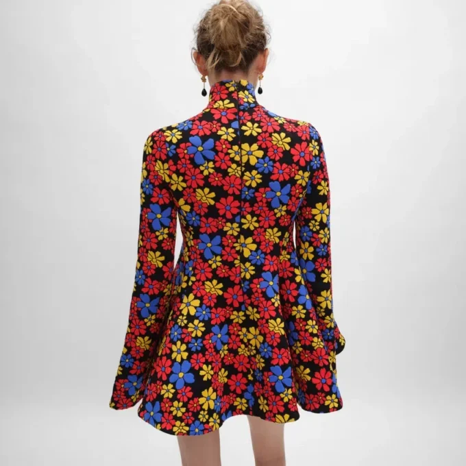 Midi-jurk van polyamide jacquard