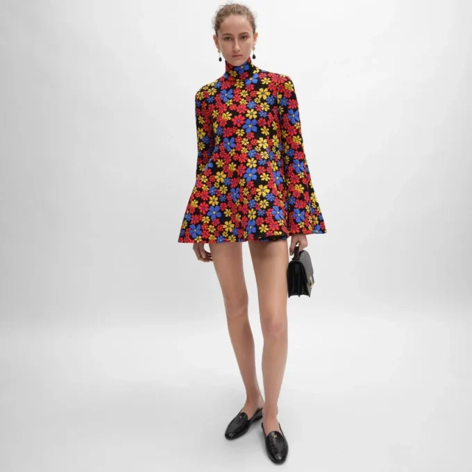 Midi-jurk van polyamide jacquard