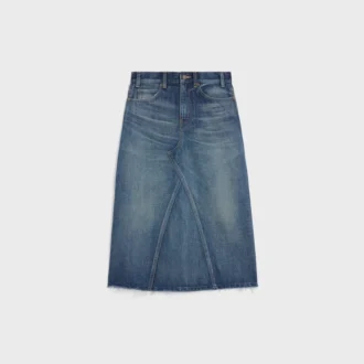 Midi-rok van donker Union Wash-denim