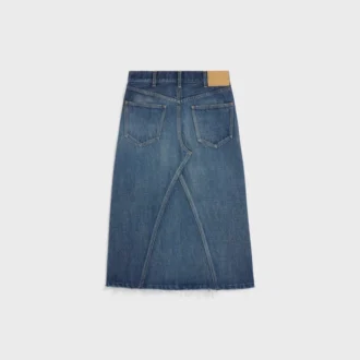 Midi-rok van donker Union Wash-denim