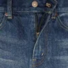 Midi-rok van donker Union Wash-denim