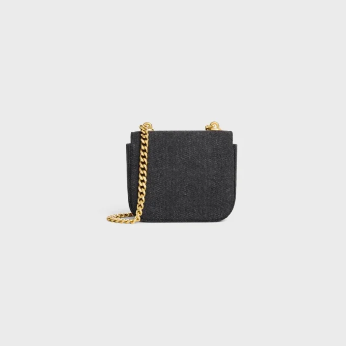 Mini Chain Claude in denim en kalfsleer
