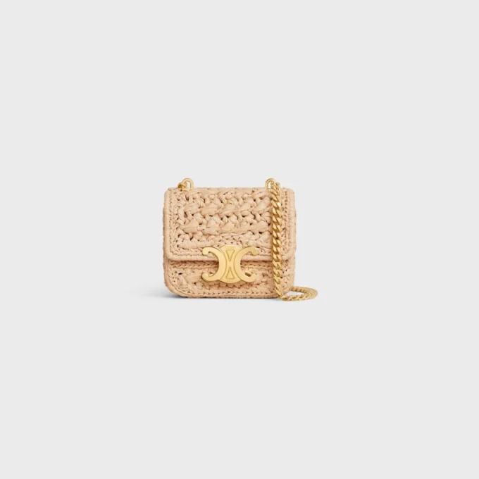Mini Chain Claude van textiel met raffia-effect